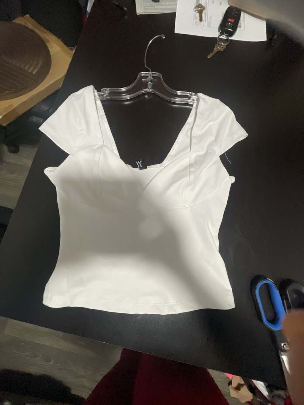 Trendyol Women's White Corset-Style V-Neck Cap Sleeve Top